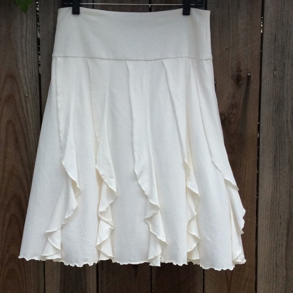 Emanuel Ungaro M-L off-white silk/cotton skirt